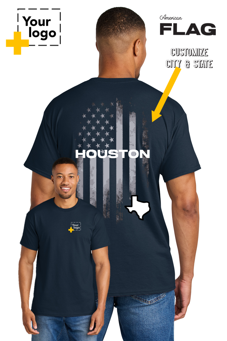 Custom Gildan® DryBlend® 50 Cotton/50 Poly T-Shirt - FLAG