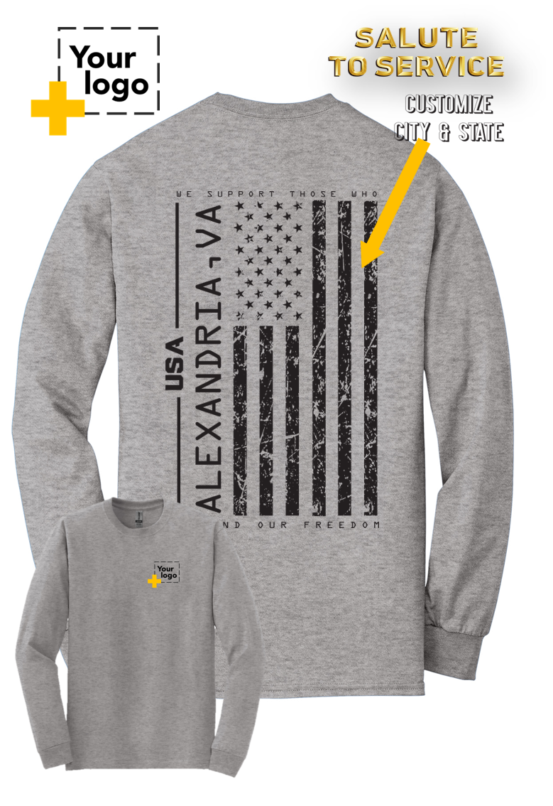 Custom Gildan® DryBlend® 50 Cotton/50 Poly Long Sleeve T-Shirt - Salute To Service
