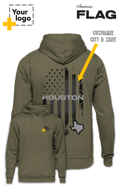 Custom Core Fleece Pullover Hooded Sweatshirt - FLAG