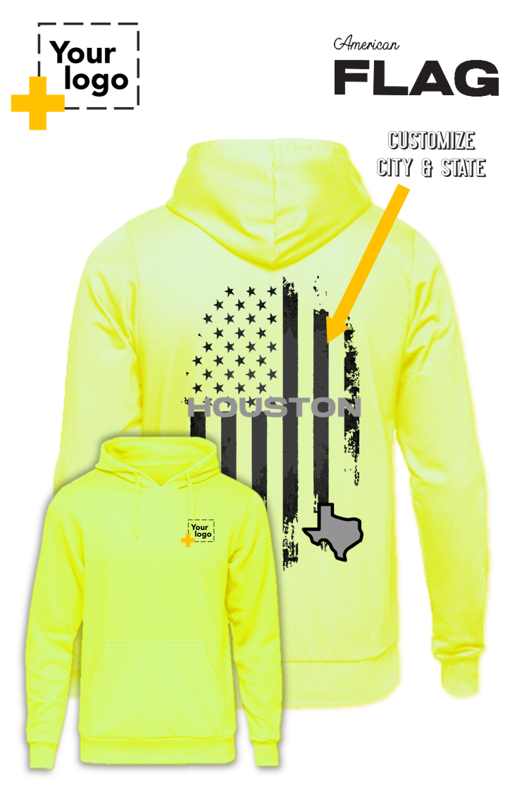 Custom Core Fleece Pullover Hooded Sweatshirt - FLAG