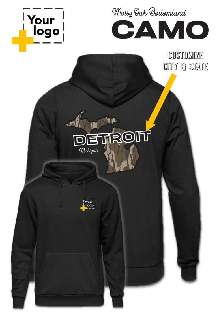 Custom Core Fleece Pullover Hooded Sweatshirt - Bottomland Camo