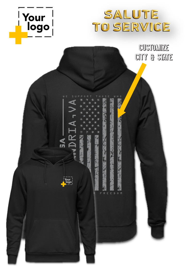 Custom Core Fleece Pullover Hooded Sweatshirt - Salute to Service