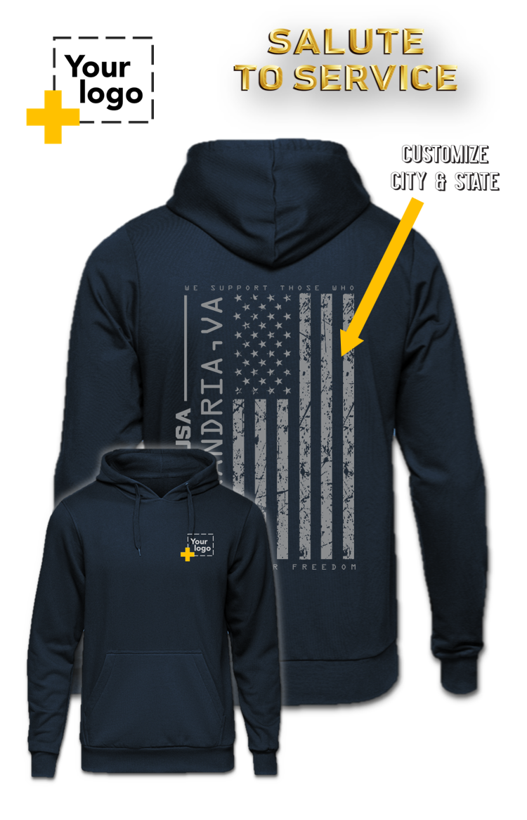 Custom Core Fleece Pullover Hooded Sweatshirt - Salute to Service