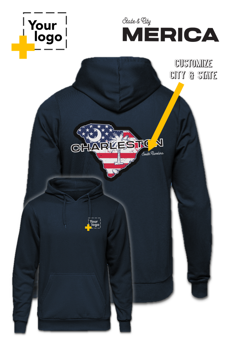 Custom Core Fleece Pullover Hooded Sweatshirt - Merica State