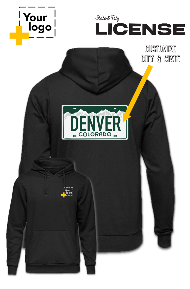 Custom Core Fleece Pullover Hooded Sweatshirt - License Plate