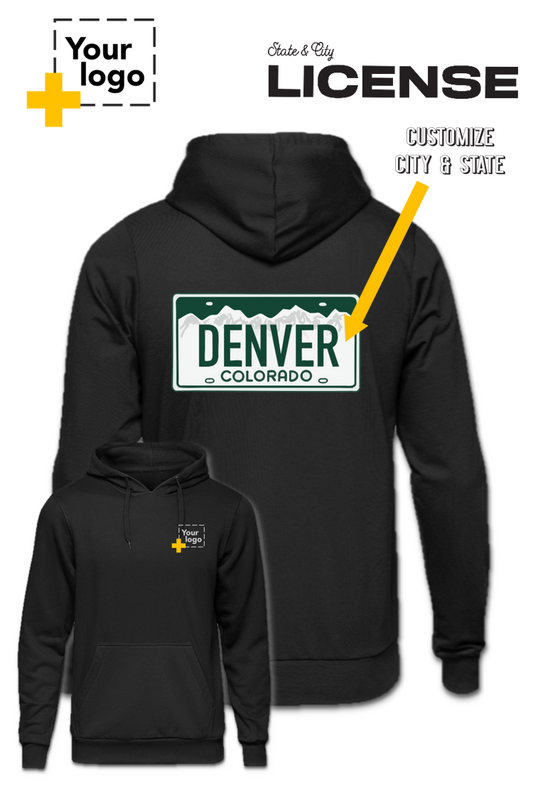 Custom Core Fleece Pullover Hooded Sweatshirt - License Plate