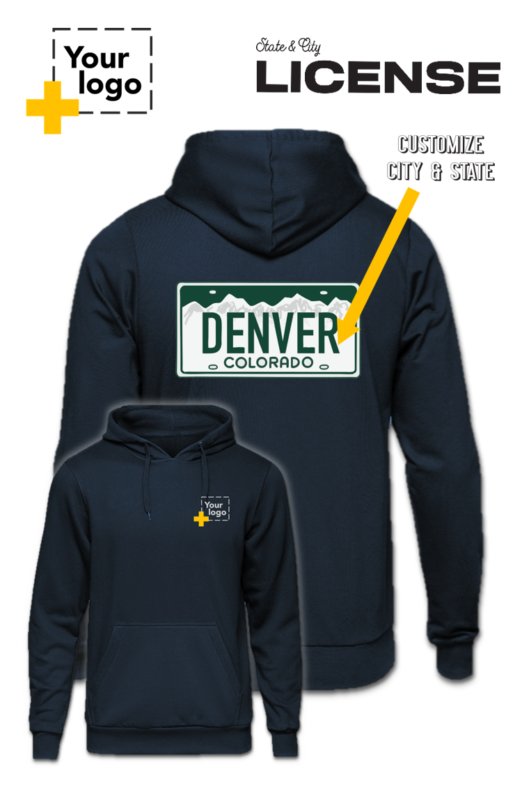 Custom Core Fleece Pullover Hooded Sweatshirt - License Plate