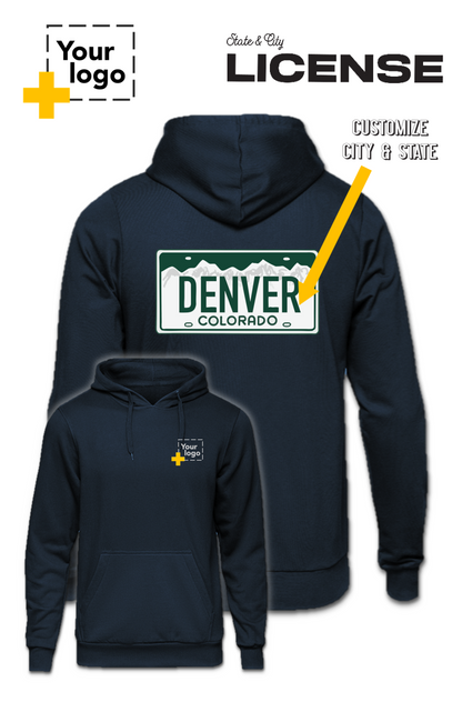 Custom Core Fleece Pullover Hooded Sweatshirt - License Plate
