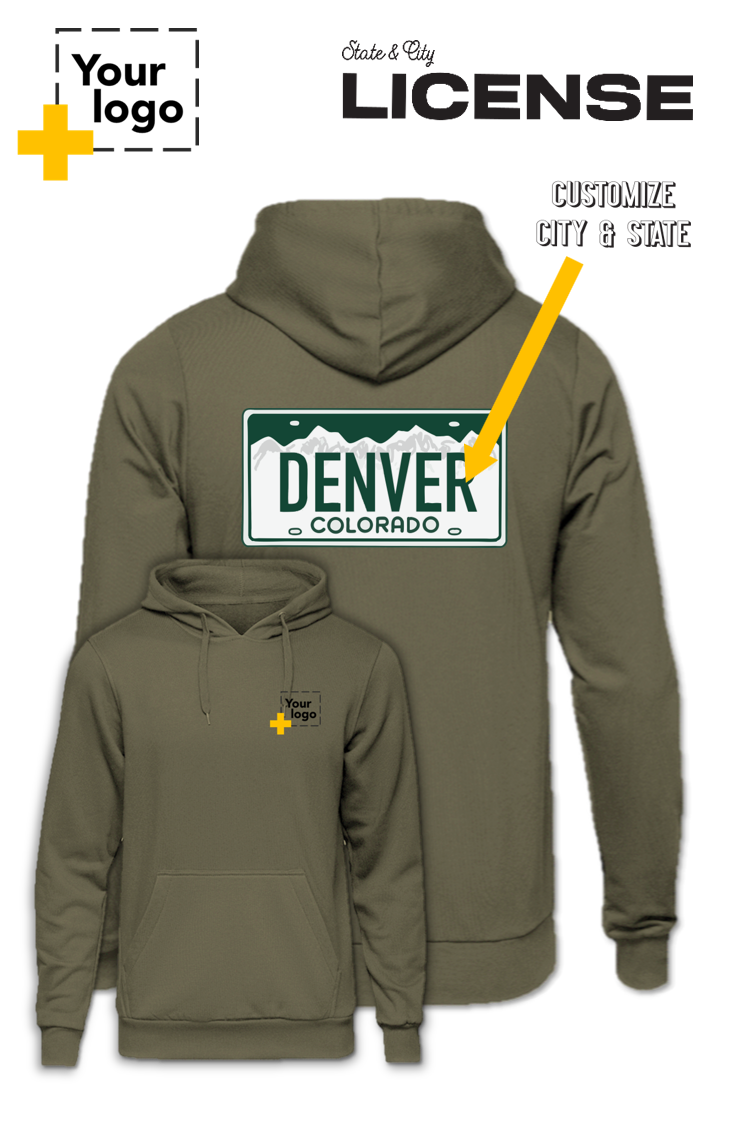Custom Core Fleece Pullover Hooded Sweatshirt - License Plate