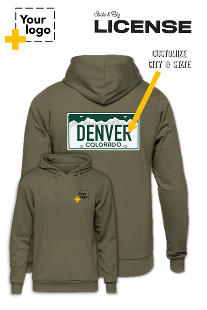 Custom Core Fleece Pullover Hooded Sweatshirt - License Plate