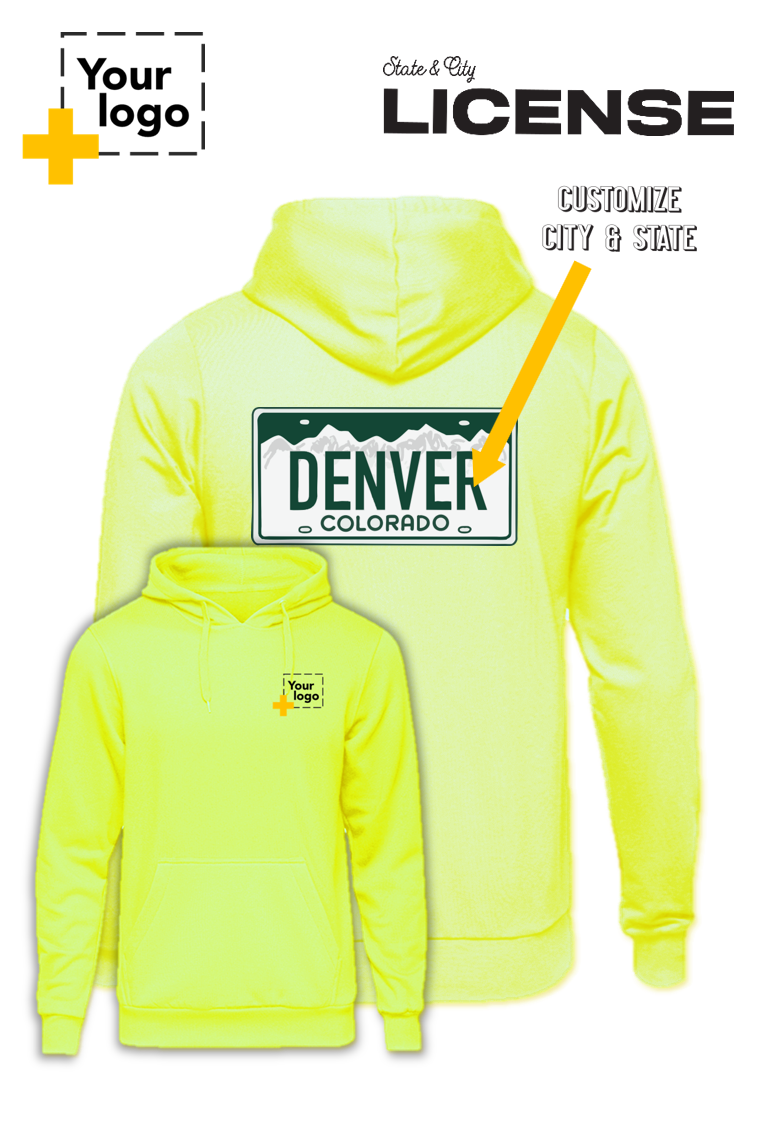 Custom Core Fleece Pullover Hooded Sweatshirt - License Plate