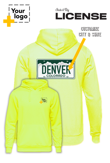 Custom Core Fleece Pullover Hooded Sweatshirt - License Plate