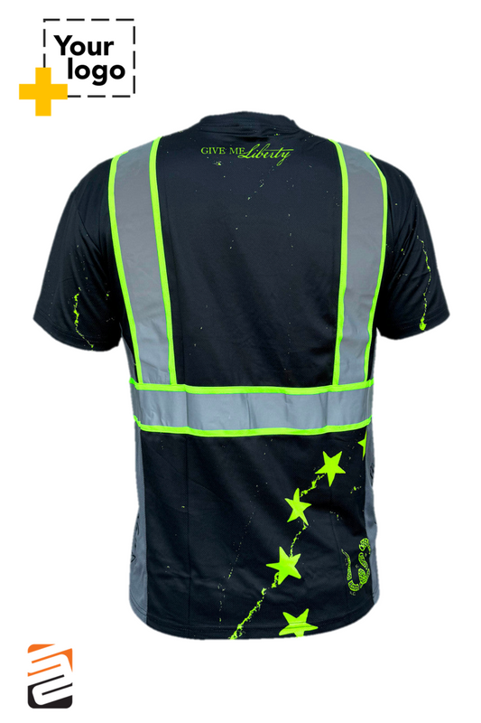 Cooling Performance Short Sleeve 1776 Betsy Ross - Type-O  - Safety Shirt - Black