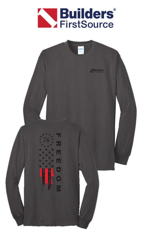 America 250 Port & Co™ Long Sleeve Core Blend Tee - Freedom Tattered Banner