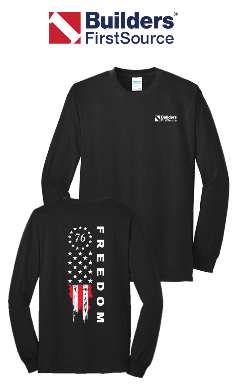 America 250 Port & Co™ Long Sleeve Core Blend Tee - Freedom Tattered Banner