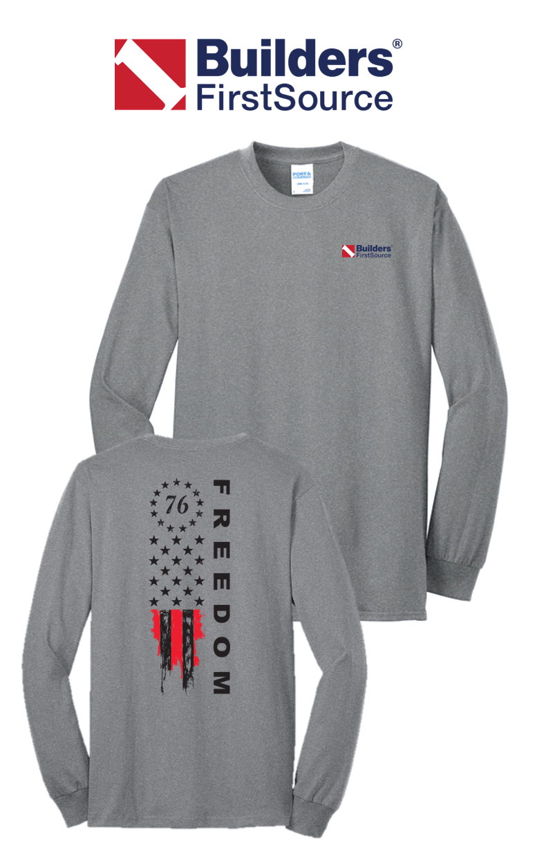 America 250 Port & Co™ Long Sleeve Core Blend Tee - Freedom Tattered Banner