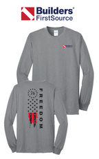 America 250 Port & Co™ Long Sleeve Core Blend Tee - Freedom Tattered Banner
