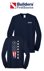 America 250 Port & Co™ Long Sleeve Core Blend Tee - Freedom Tattered Banner