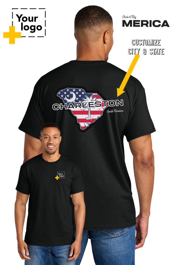 Custom Gildan® DryBlend® 50 Cotton/50 Poly T-Shirt - Merica State