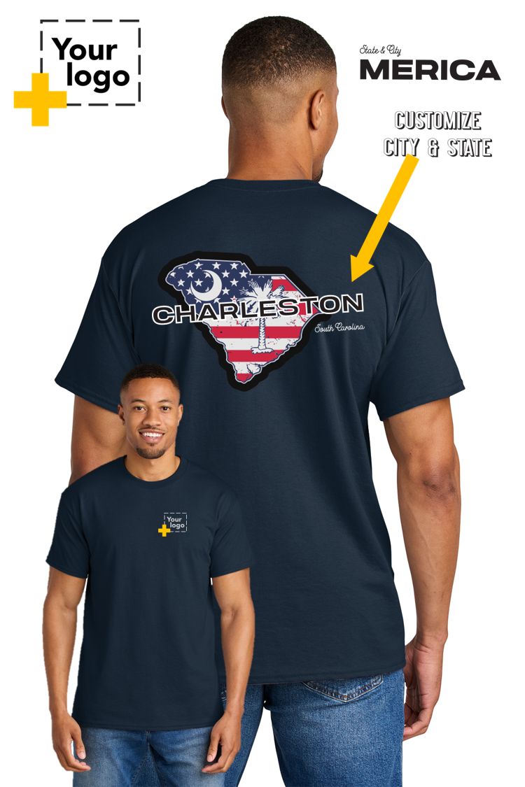 Custom Gildan® DryBlend® 50 Cotton/50 Poly T-Shirt - Merica State
