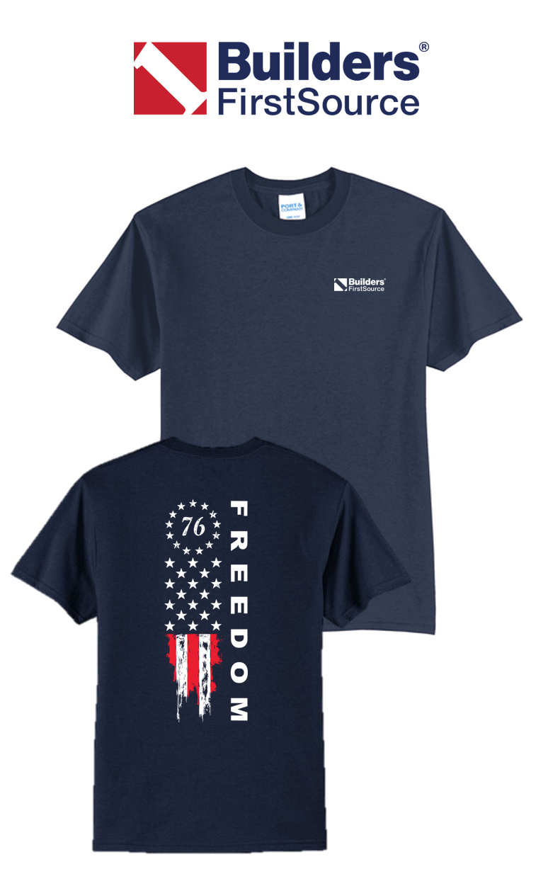 America 250 Port & Co™ Core Blend Tee - Freedom Tattered Banner