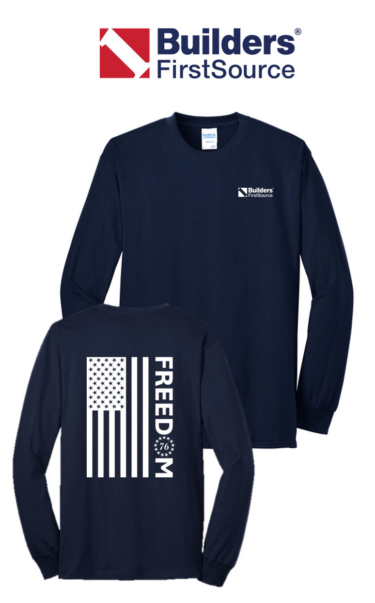 America 250 Port & Co™ Long Sleeve Core Blend Tee - Freedom FULL FLAG