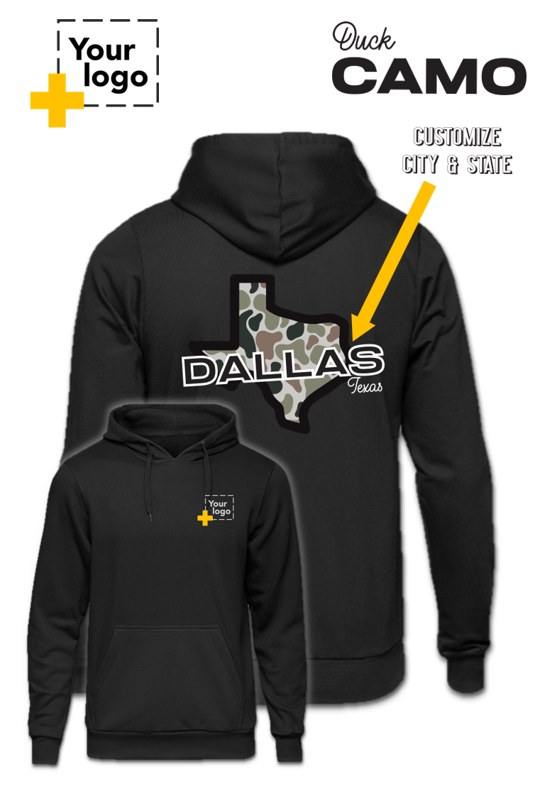 Custom Core Fleece Pullover Hooded Sweatshirt - Duck Camo