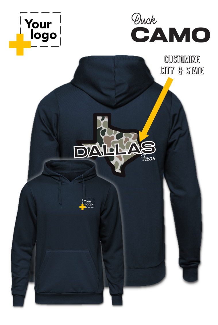 Custom Core Fleece Pullover Hooded Sweatshirt - Duck Camo