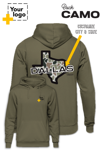Custom Core Fleece Pullover Hooded Sweatshirt - Duck Camo