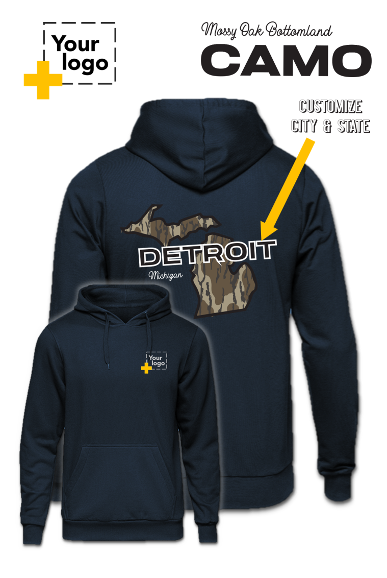 Custom Core Fleece Pullover Hooded Sweatshirt - Bottomland Camo