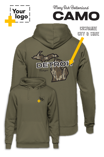 Custom Core Fleece Pullover Hooded Sweatshirt - Bottomland Camo