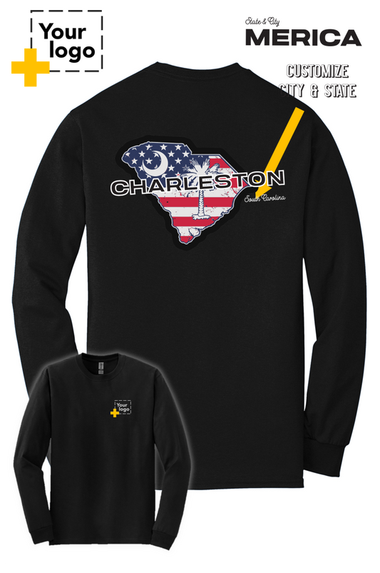 Custom Gildan® DryBlend® 50 Cotton/50 Poly Long Sleeve T-Shirt - Merica State
