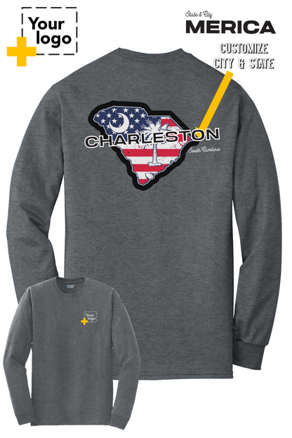 Custom Gildan® DryBlend® 50 Cotton/50 Poly Long Sleeve T-Shirt - Merica State
