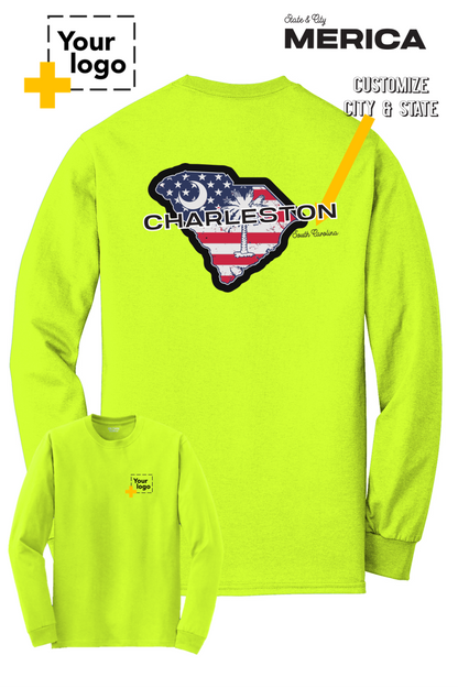Custom Gildan® DryBlend® 50 Cotton/50 Poly Long Sleeve T-Shirt - Merica State