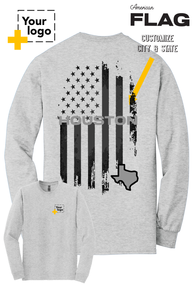 Custom Gildan® DryBlend® 50 Cotton/50 Poly Long Sleeve T-Shirt - FLAG
