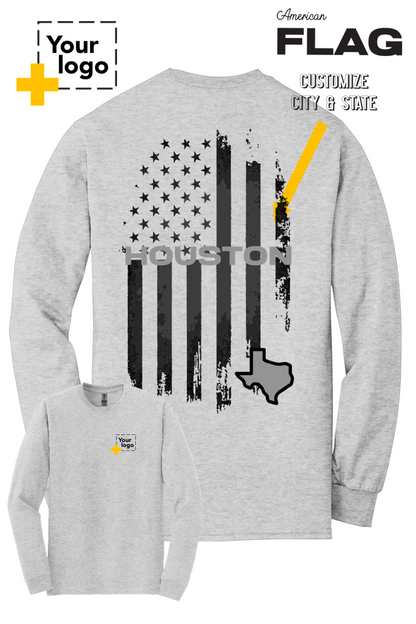Custom Gildan® DryBlend® 50 Cotton/50 Poly Long Sleeve T-Shirt - FLAG