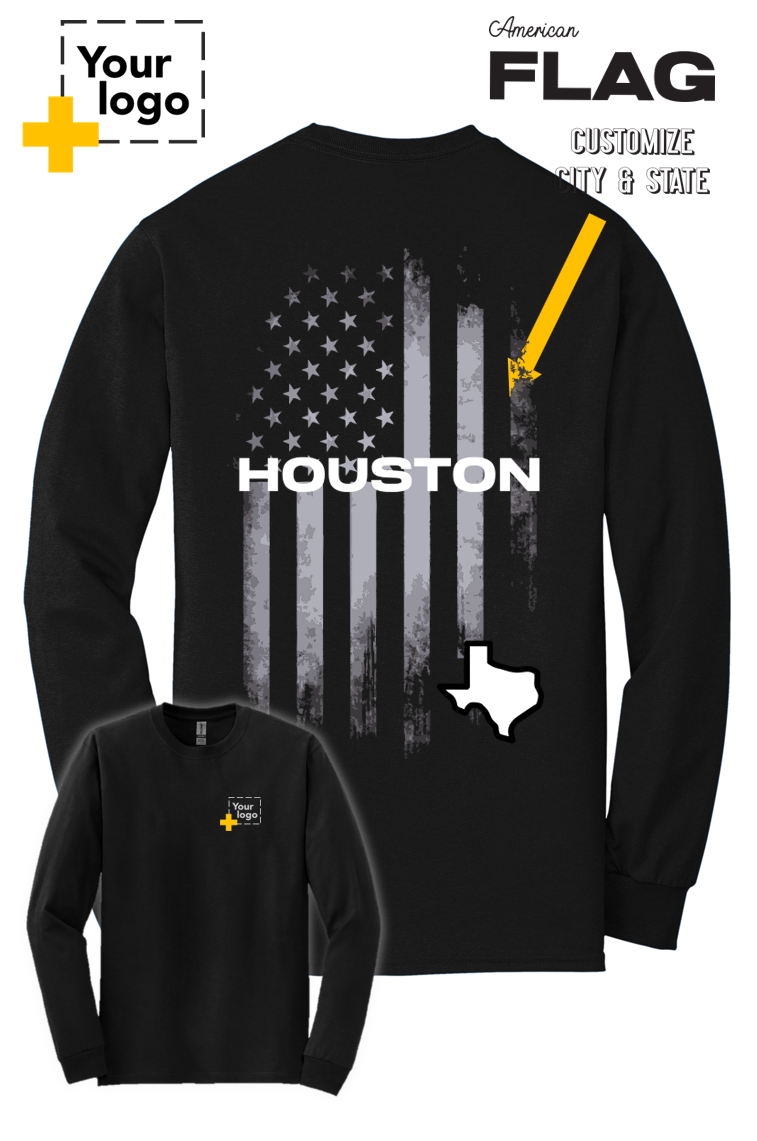 Custom Gildan® DryBlend® 50 Cotton/50 Poly Long Sleeve T-Shirt - FLAG