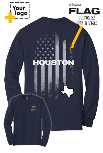 Custom Gildan® DryBlend® 50 Cotton/50 Poly Long Sleeve T-Shirt - FLAG