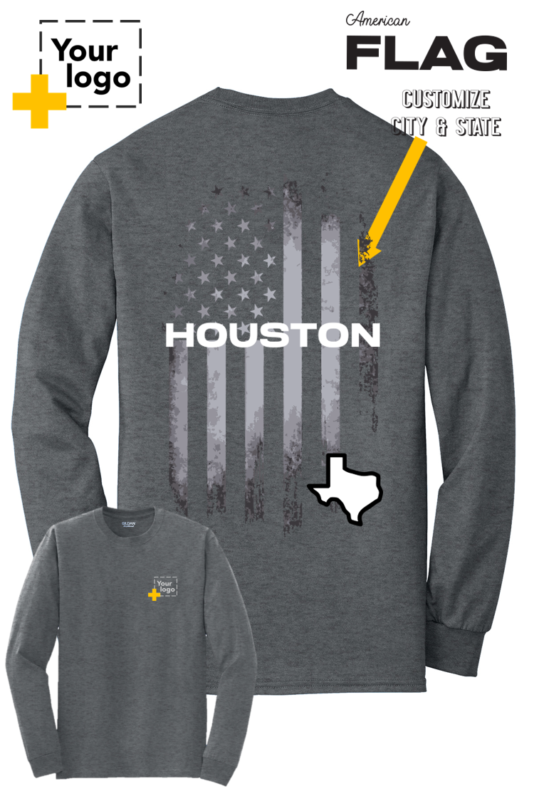 Custom Gildan® DryBlend® 50 Cotton/50 Poly Long Sleeve T-Shirt - FLAG