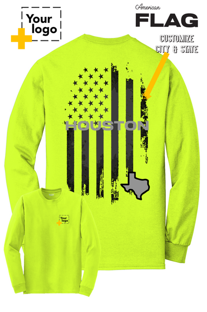 Custom Gildan® DryBlend® 50 Cotton/50 Poly Long Sleeve T-Shirt - FLAG