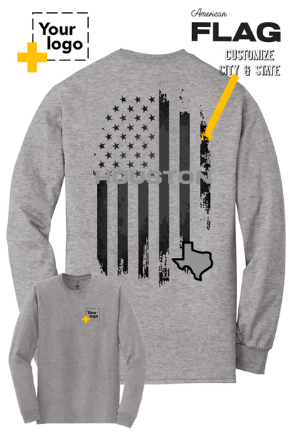 Custom Gildan® DryBlend® 50 Cotton/50 Poly Long Sleeve T-Shirt - FLAG