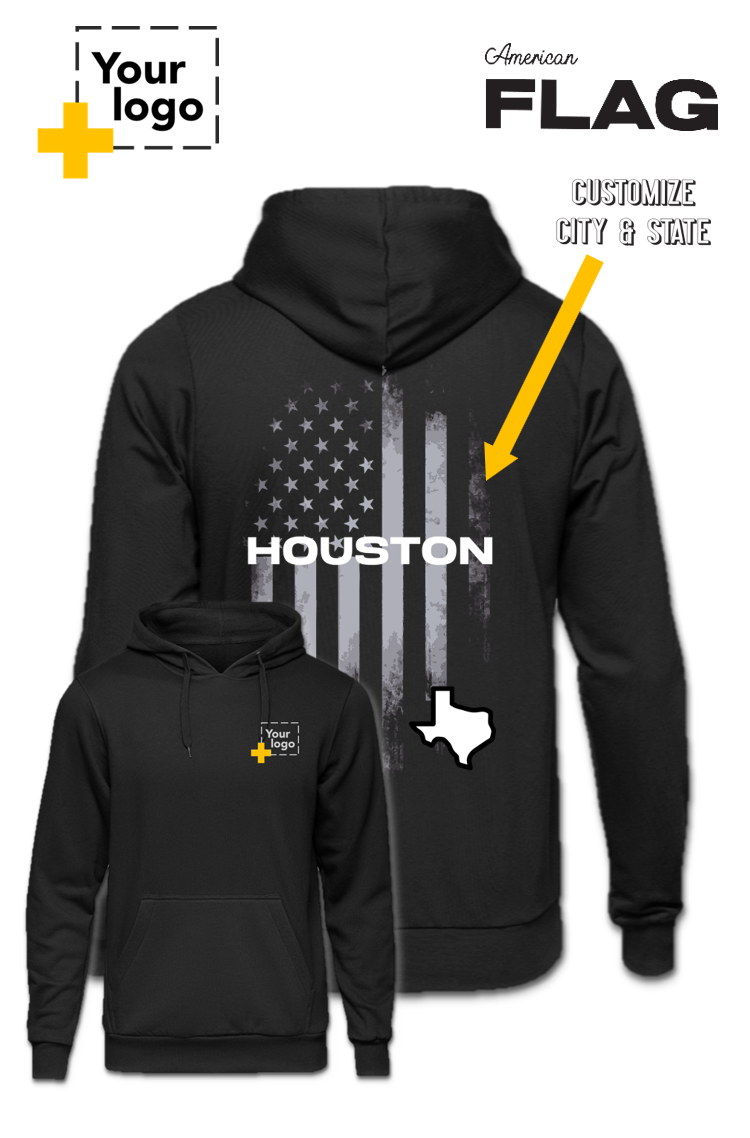 Custom Core Fleece Pullover Hooded Sweatshirt - FLAG