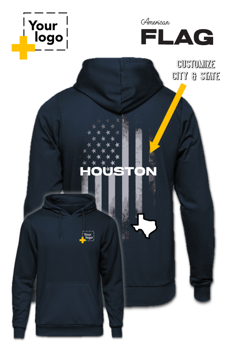 Custom Core Fleece Pullover Hooded Sweatshirt - FLAG