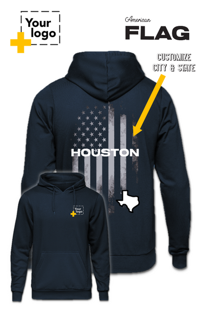 Custom Core Fleece Pullover Hooded Sweatshirt - FLAG